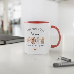 Mug tasse céramique - Idée cadeau Original avec prénom personnalisé remerciement métier - Super puéricultrice merci de m'aider a