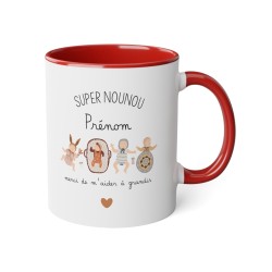 Mug tasse céramique - Idée cadeau Original avec prénom personnalisé remerciement métier - Super nounou merci de m'aider a