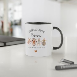 Mug tasse céramique - Idée cadeau Original avec prénom personnalisé remerciement métier - Super sage femme merci de m'aider