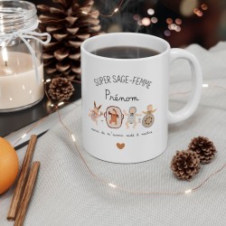Mug tasse céramique - Idée cadeau Original avec prénom personnalisé remerciement métier - Super sage femme merci de m'aider