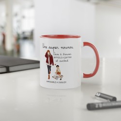 Mug tasse céramique - Idée cadeau avec prénom personnalisé remerciement - Une super nounou dure a trouver et impossible a oublie
