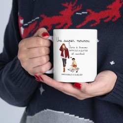 Mug tasse céramique - Idée cadeau avec prénom personnalisé remerciement - Une super nounou dure a trouver et impossible a oublie