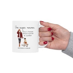 Mug tasse céramique - Idée cadeau avec prénom personnalisé remerciement - Une super nounou dure a trouver et impossible a oublie