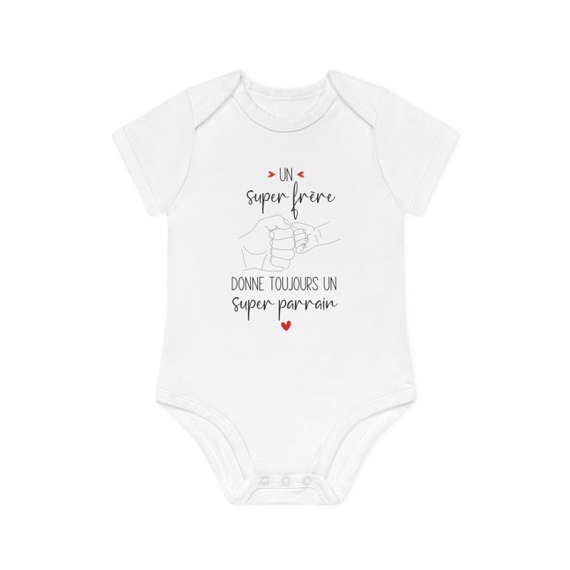 Body Bébé Drôle - Imprimé Humour et Citations - Cadeau Original annonce parrain - Un super frere donne toujours un super parrain