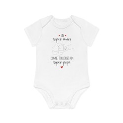 Body Bébé Drôle - Imprimé Humour et Citations - Cadeau Original annonce naissance - Un super mari donne toujours un super papa