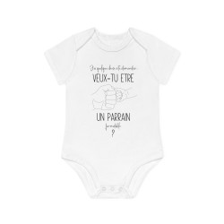 Body Bébé Drôle - Imprimé Humour et Citations - Cadeau Original annonce - Veux tu être un parrain formidable?