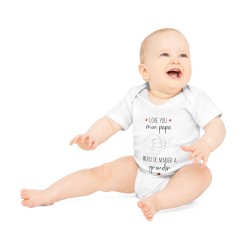 Body Bébé Drôle - Imprimé Humour et Citations - Cadeau Original naissance - Love you mon papa merci de m'aider a grandir - Franc