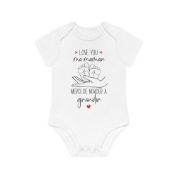 Body Bébé Drôle - Imprimé Humour et Citations - Cadeau Original naissance - Love you ma maman merci de m'aider a grandir - Franc