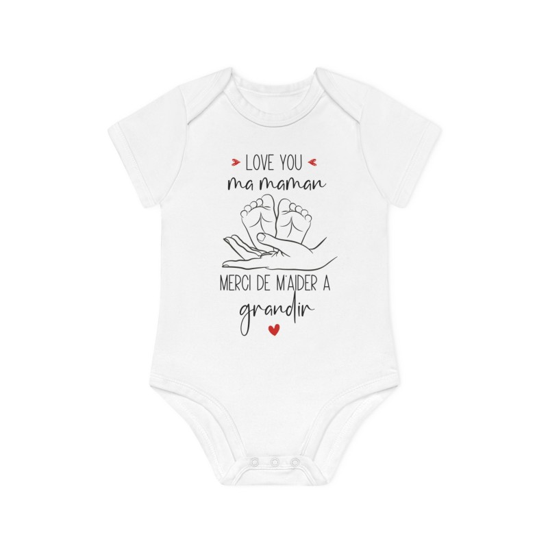 Body Bébé Drôle - Imprimé Humour et Citations - Cadeau Original naissance - Love you ma maman merci de m'aider a grandir - Franc