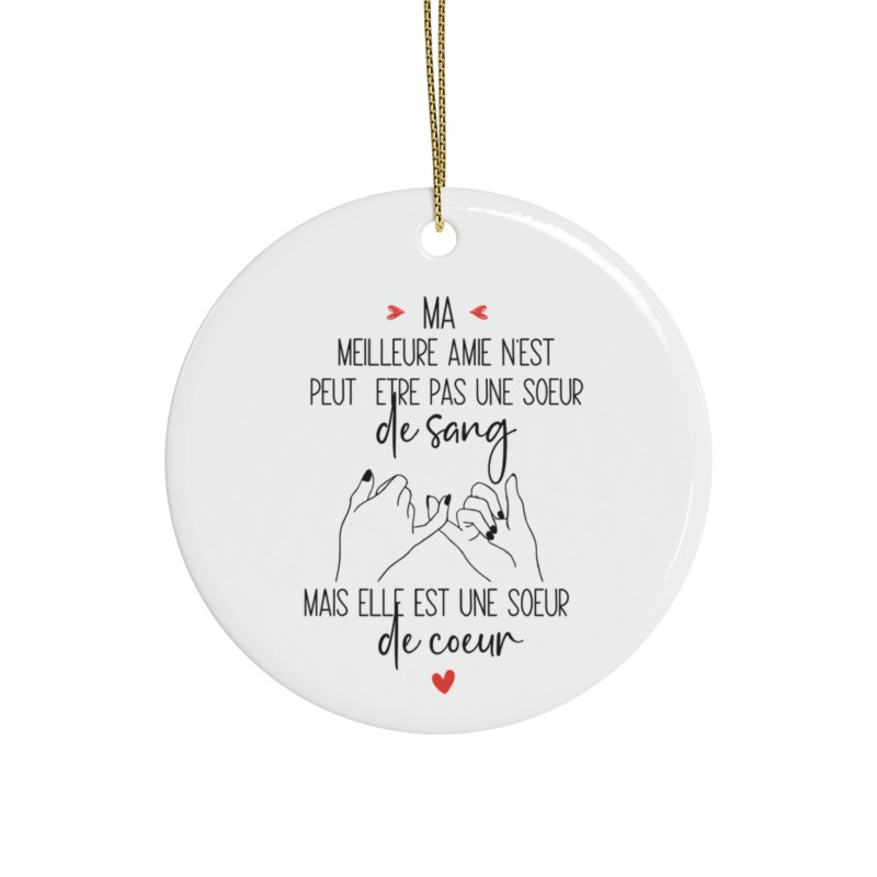 Décoration céramique Ornement sapin de Noël - Idée Cadeau pour Meilleure Amie - Soeur de coeur