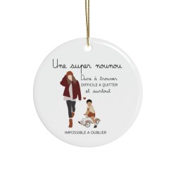 Décoration céramique Ornement Noël - Idée cadeau avec prénom personnalisé remerciement - super nounou dure a trouver et impossib